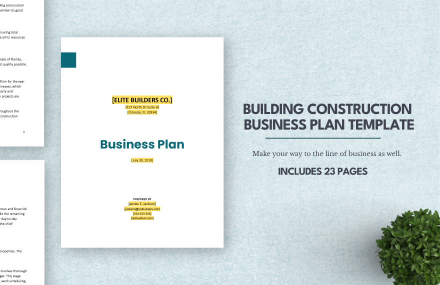 Building Construction Business Plan Template in Word, Google Docs, Apple Pages
