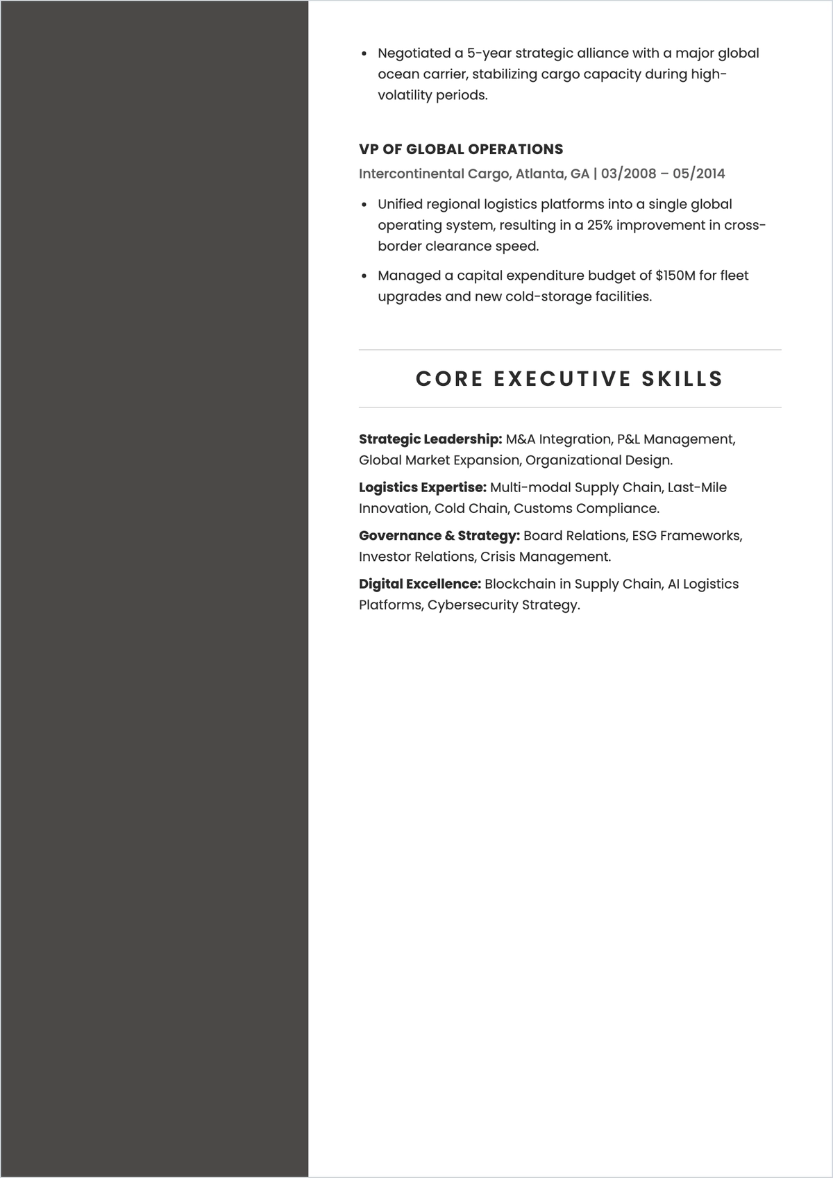 Free One Page CEO ATS Resume Template, AI Resume Builder