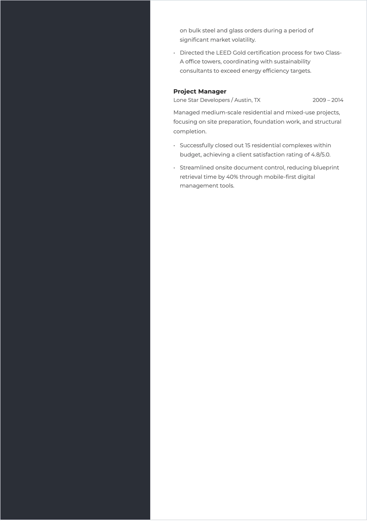 Free One Page Chronological ATS Resume Template, AI Resume Builder