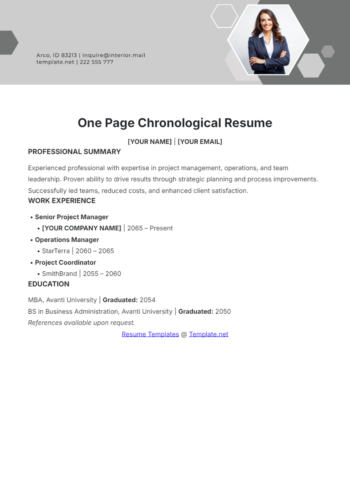 One Page Chronological Resume - Edit Online & Download