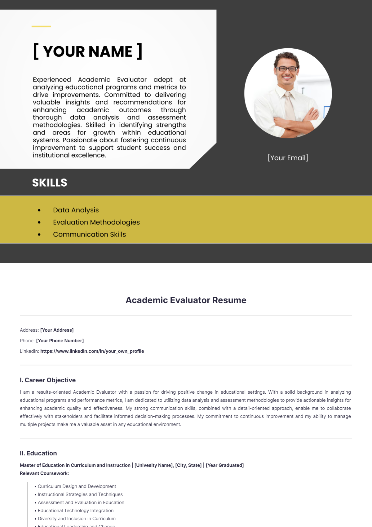 Academic Evaluator Resume - Edit Online & Download