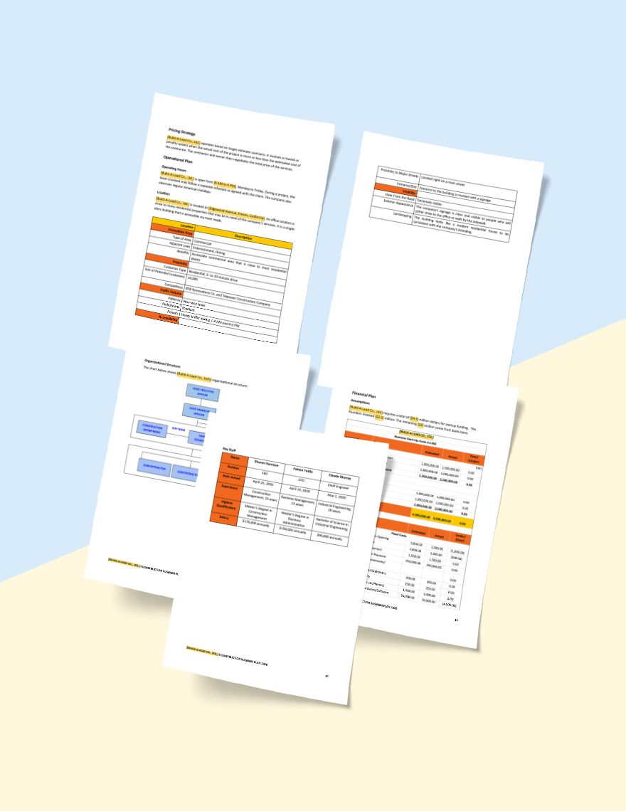 Construction Company Business Plan Template