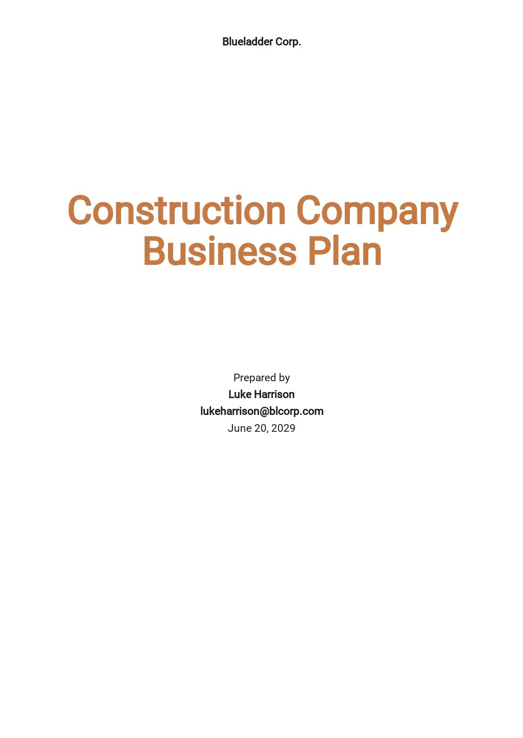 business plan about construction supplies