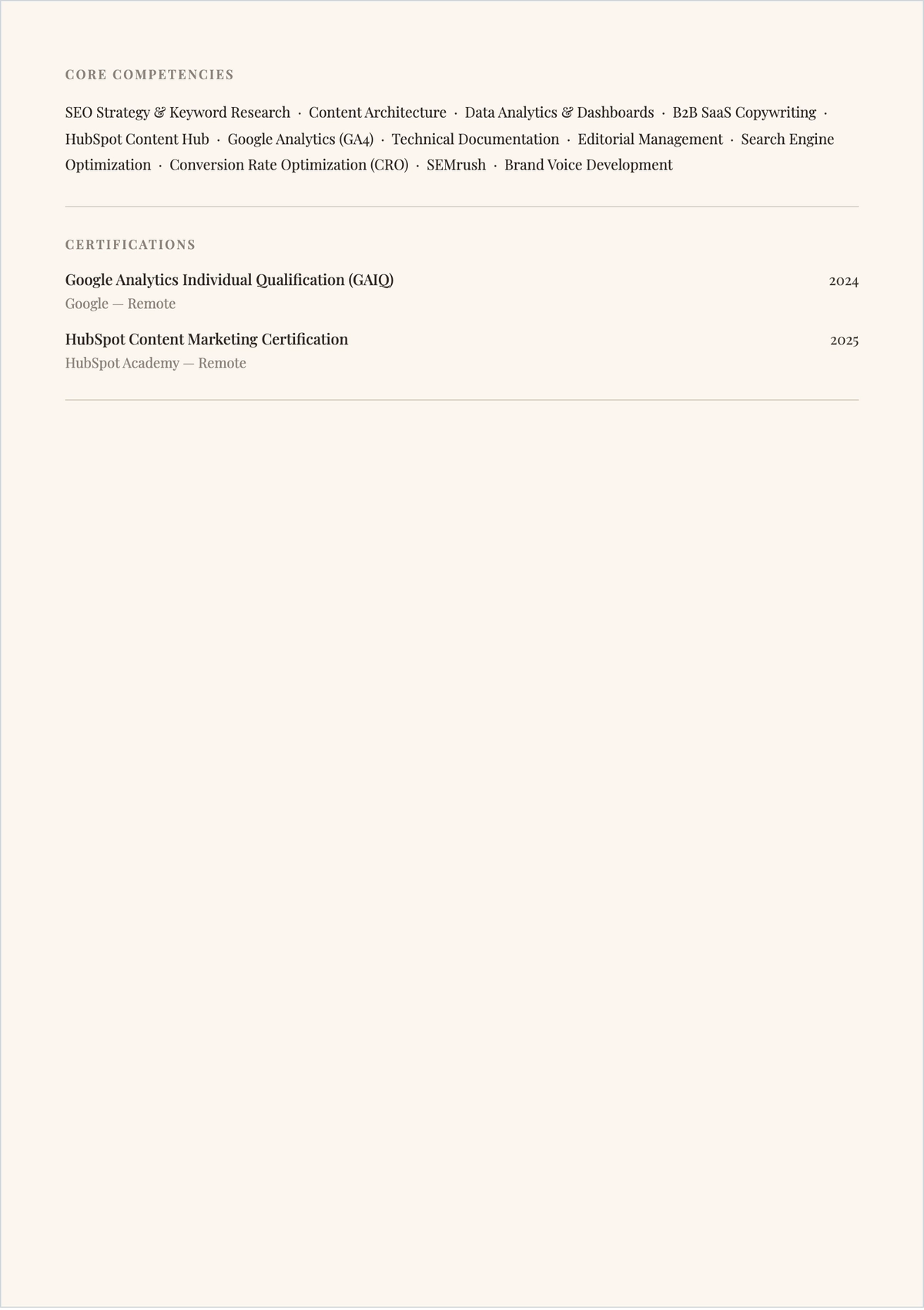 Free One Page Writer ATS Resume Template, AI Resume Builder