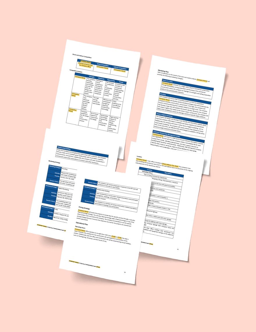 Free Commercial Contractor Business Plan Template Download in Word