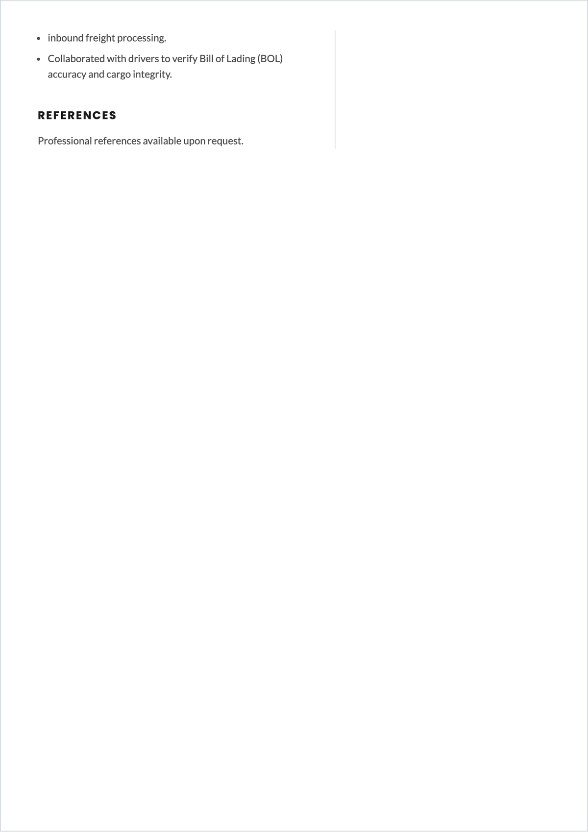 Free Entry Level Truck Driver ATS Resume Template, AI Resume Builder