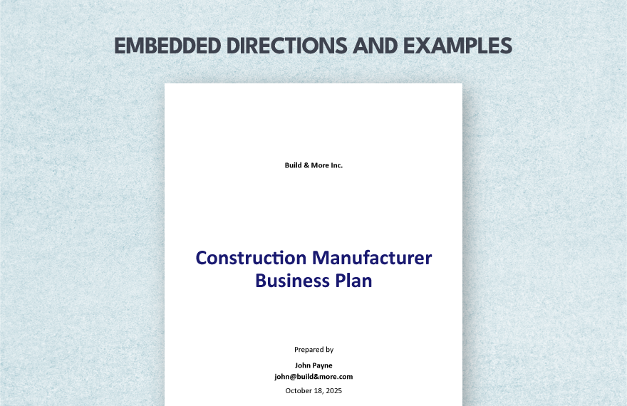 Construction Manufacturer Business Plan Template - Word, Google Docs ...