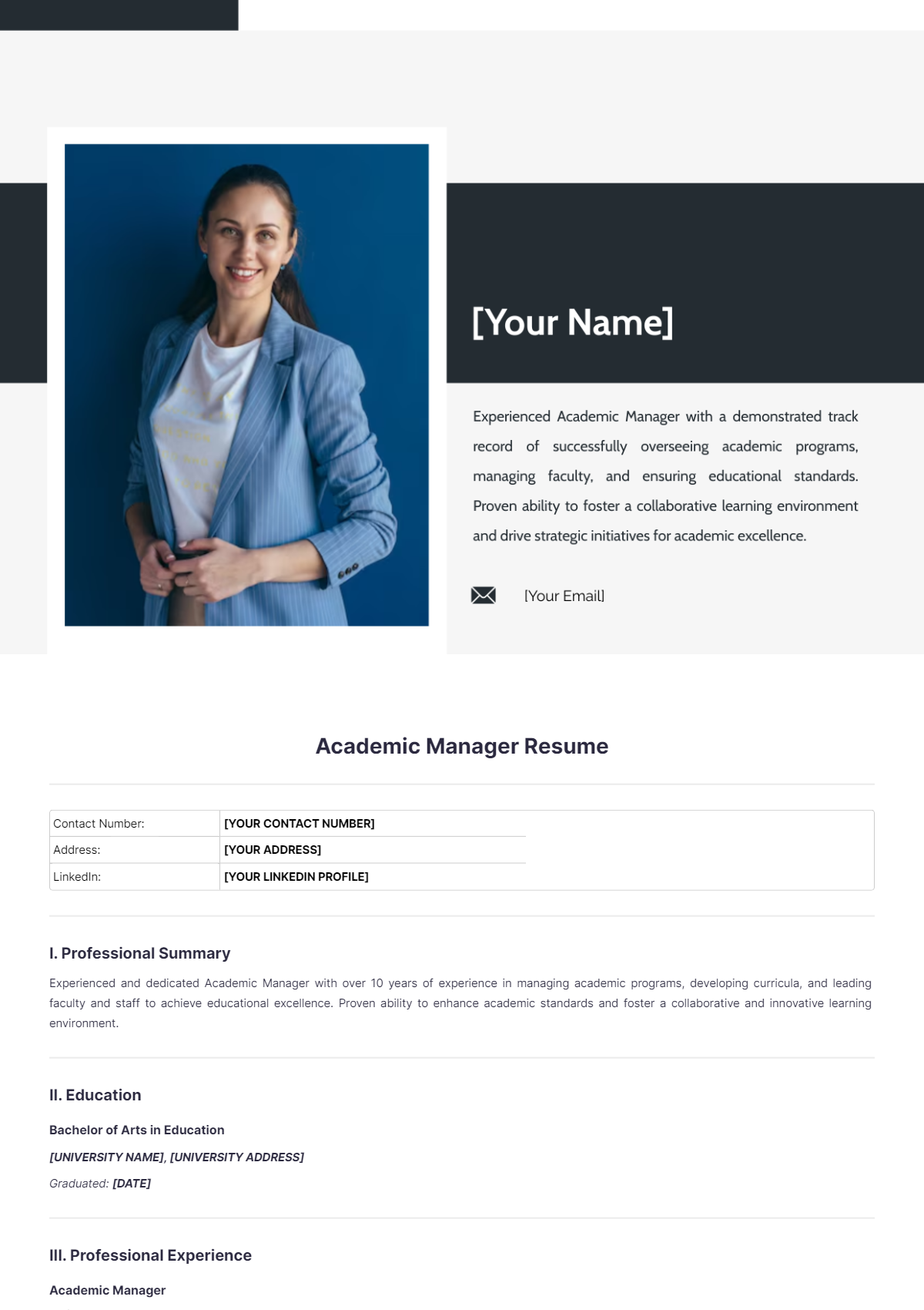 Academic Manager Resume - Edit Online & Download