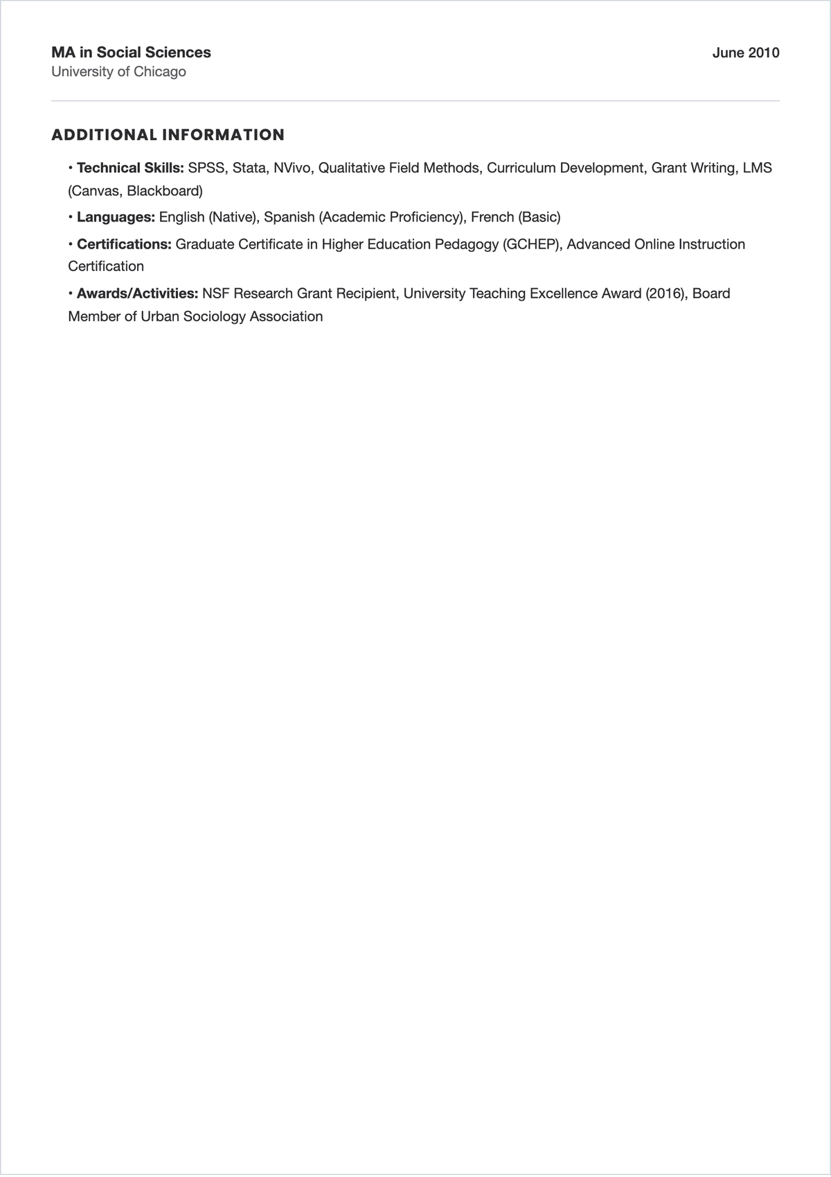 Free Academic Lecturer ATS Resume Template, AI Resume Builder