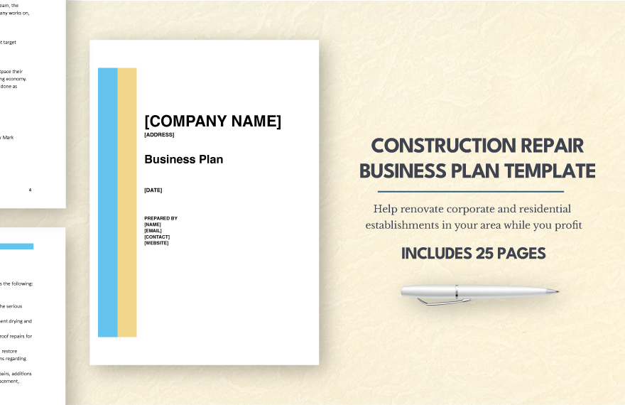 Construction Repair Business Plan Template in Pages, Word, Google Docs - Download | Template.net