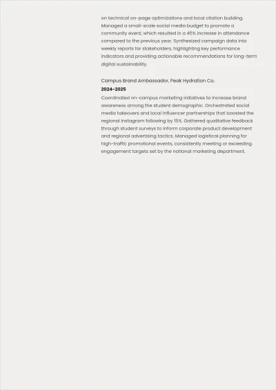 Free One Page ATS Resume for Fresher Template, AI Resume Builder