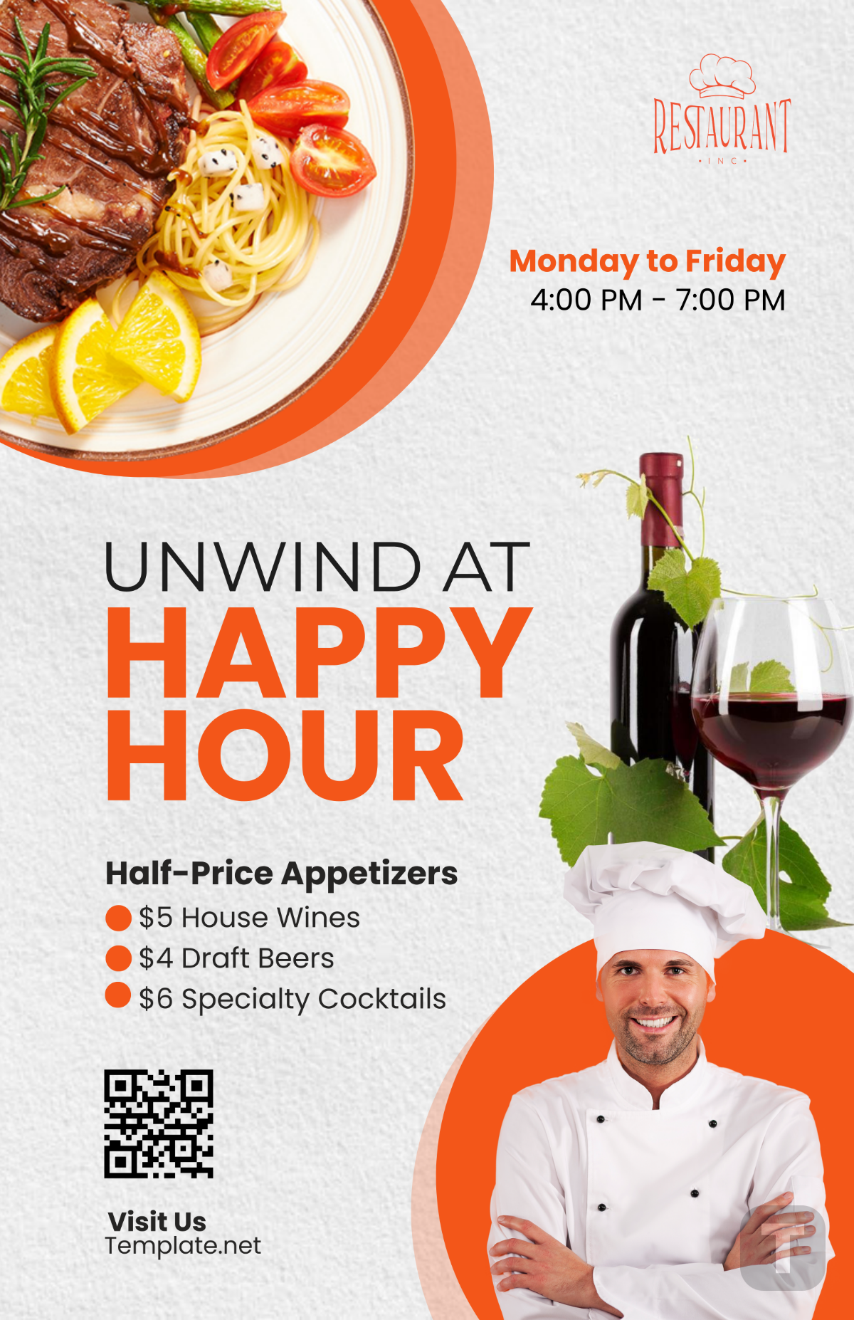 Restaurant Happy Hour Poster Template