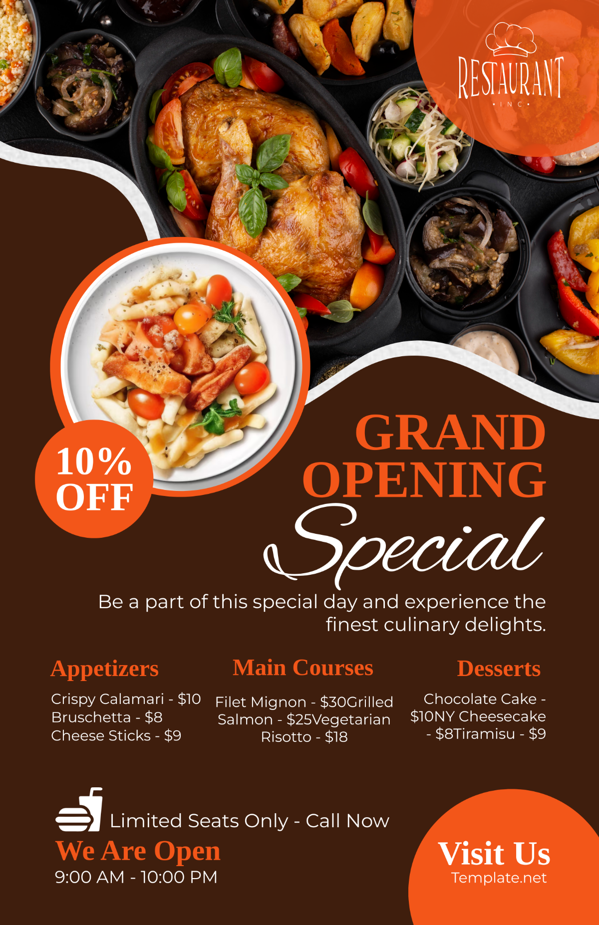 Restaurant Grand Opening Poster Template - Edit Online & Download ...