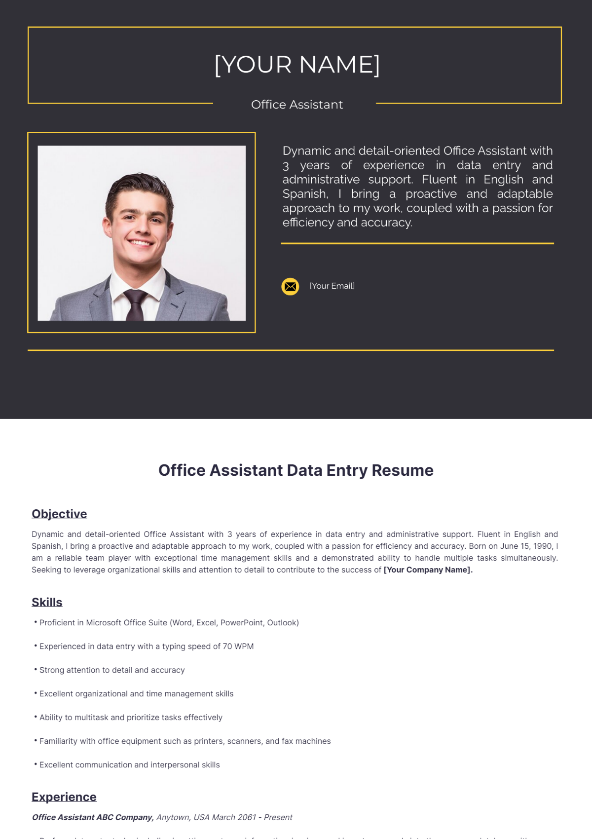 Office Assistant Data Entry Resume - Edit Online & Download