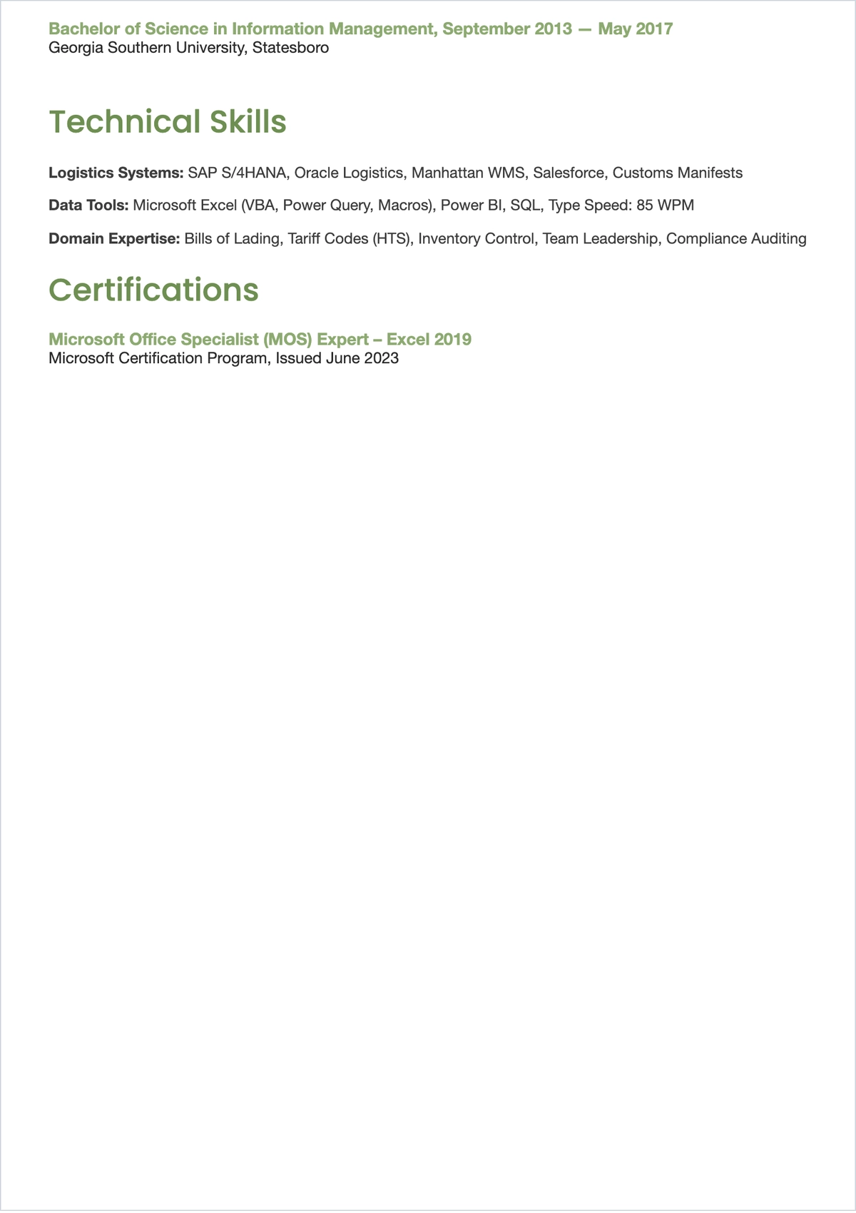 Free Data Entry Team Leader ATS Resume Template, AI Resume Builder