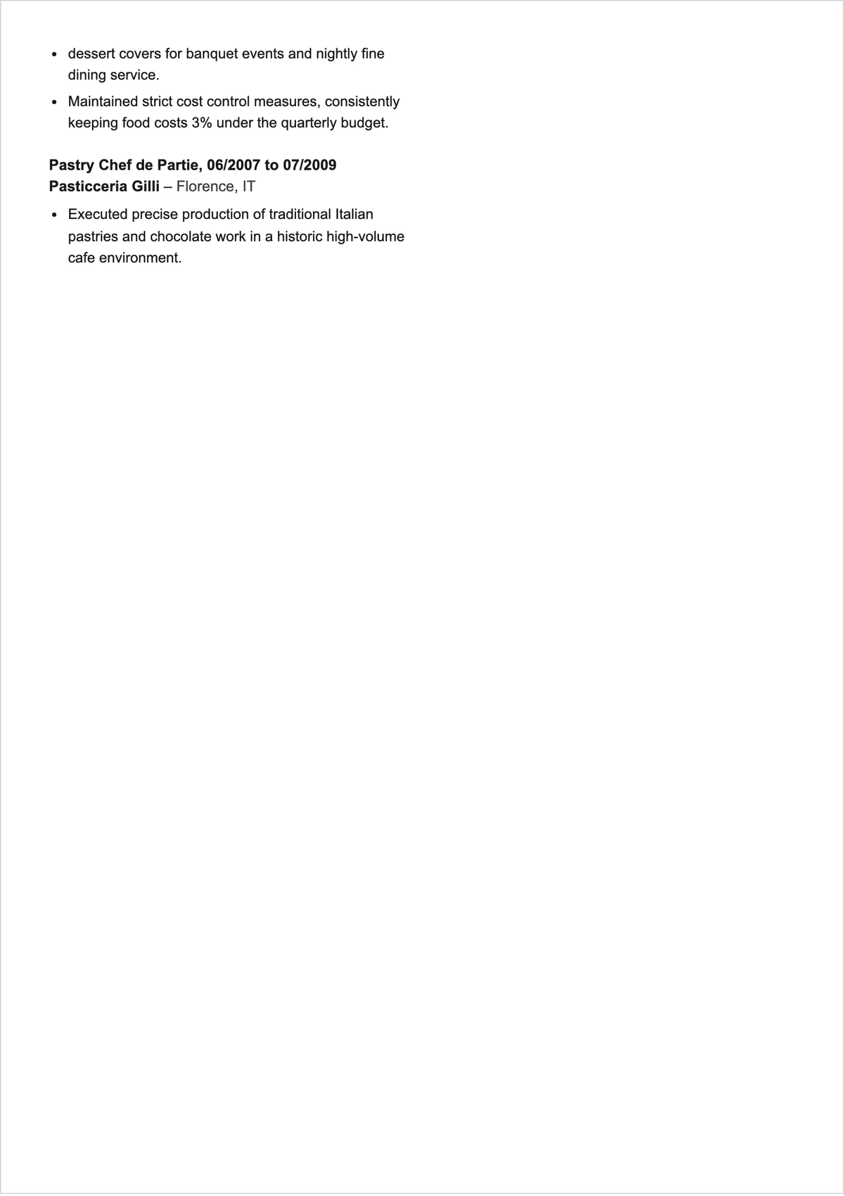 Free Bakery Chef Resume Template to Edit Online