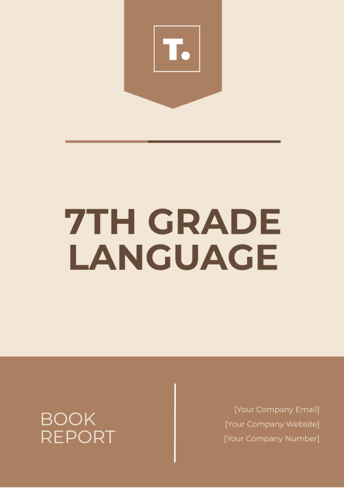 7th Grade Language Book Report Template