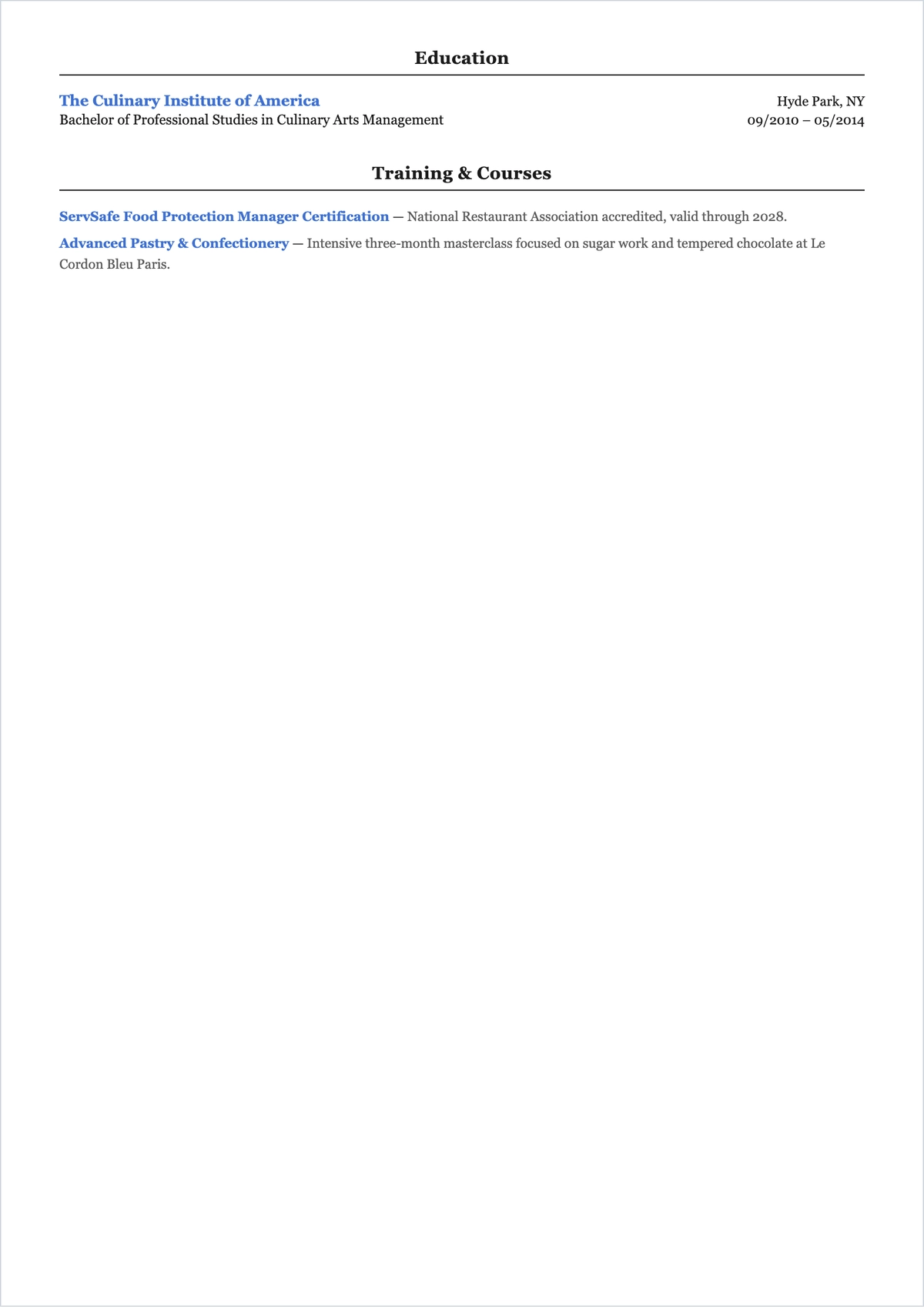 Free Chef ATS Resume Template, AI Resume Builder
