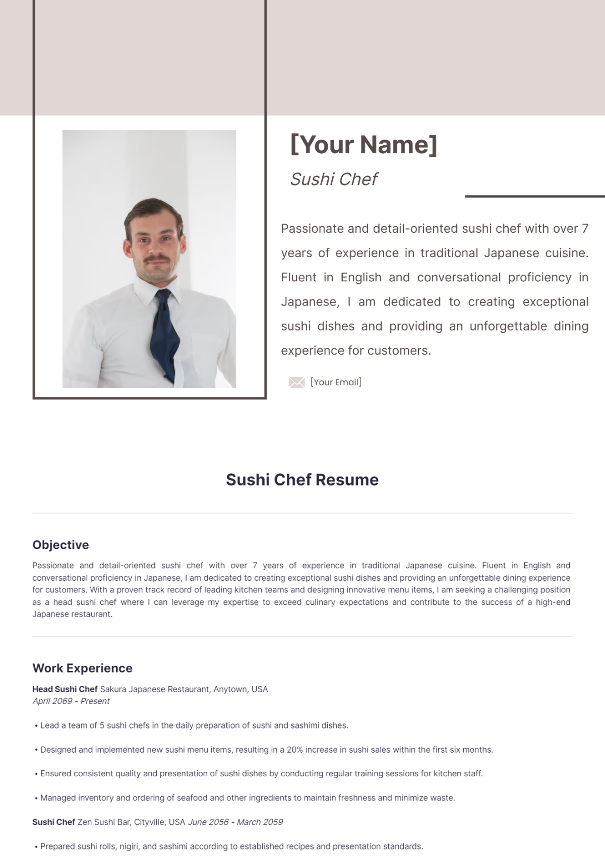 Sushi Chef Resume - Edit Online & Download