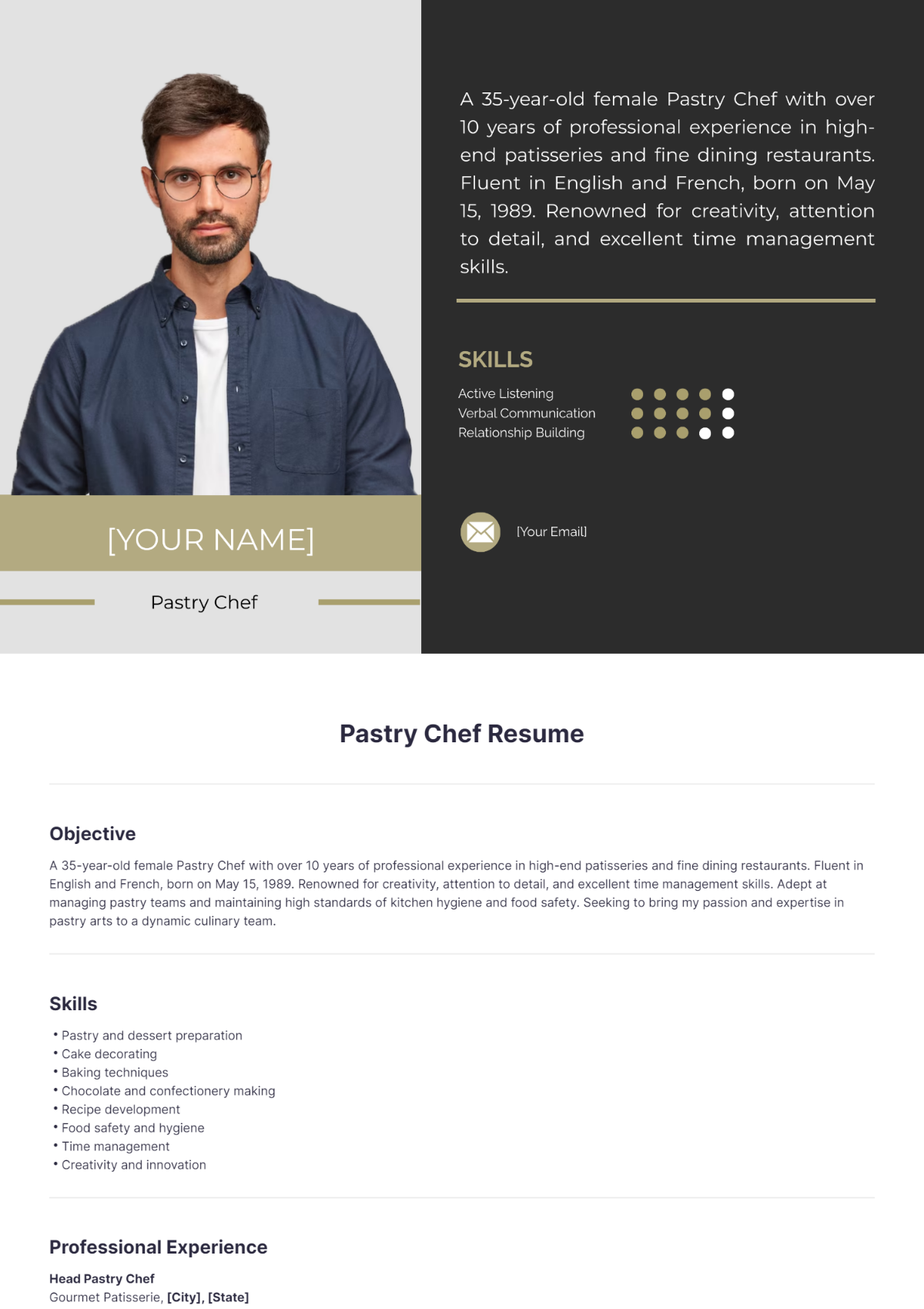 Pastry Chef Resume - Edit Online & Download