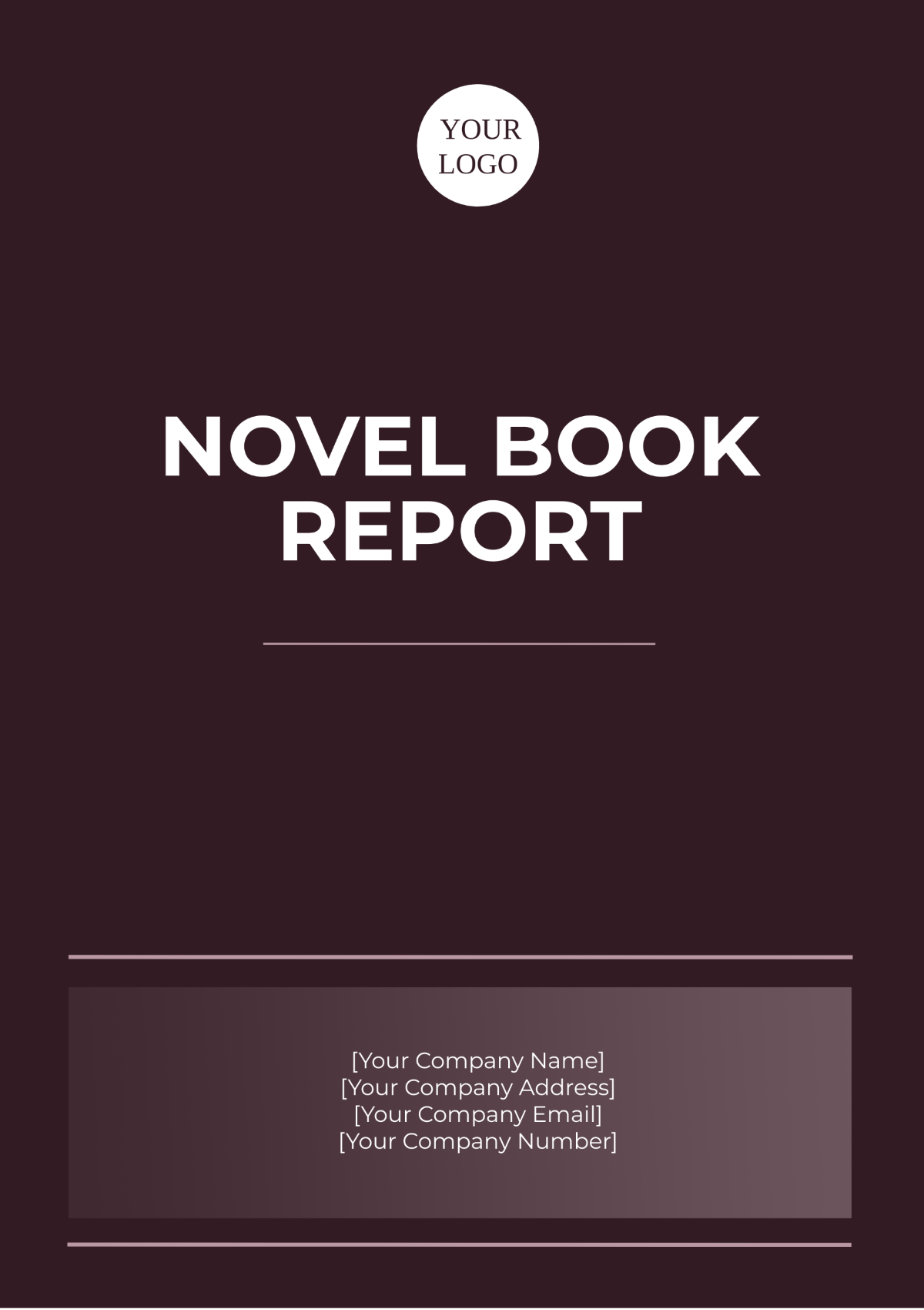 Novel Book Report Template