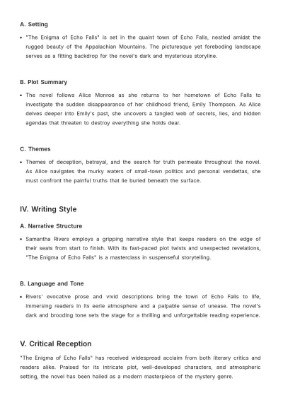 Free Novel Book Report Template to Edit Online