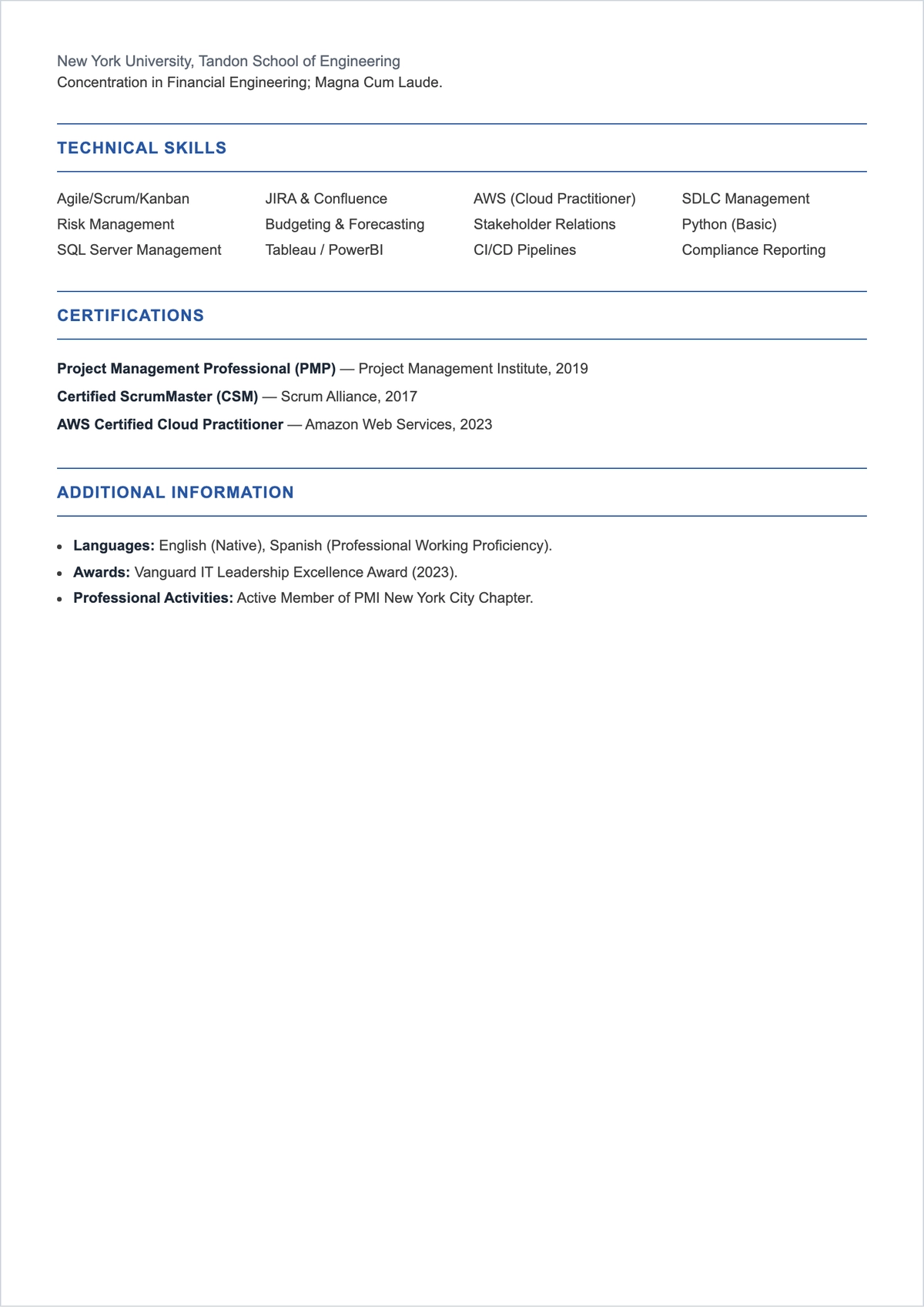 Free One Page ATS-Friendly Resume to Edit Online