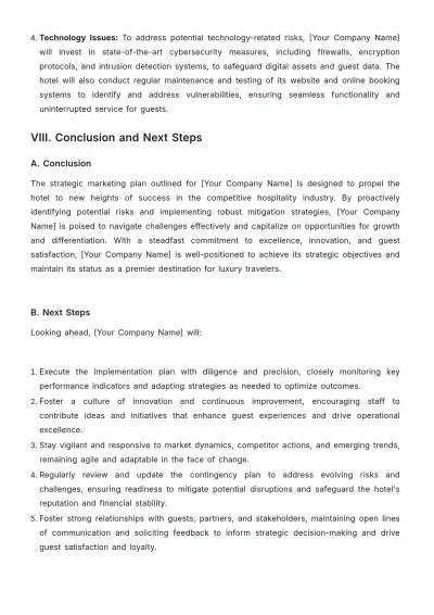 Free Strategic Marketing Plan for a Hotel Template to Edit Online