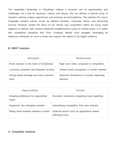 Free Strategic Marketing Plan for a Hotel Template to Edit Online