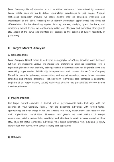 Free Strategic Marketing Plan for a Hotel Template to Edit Online