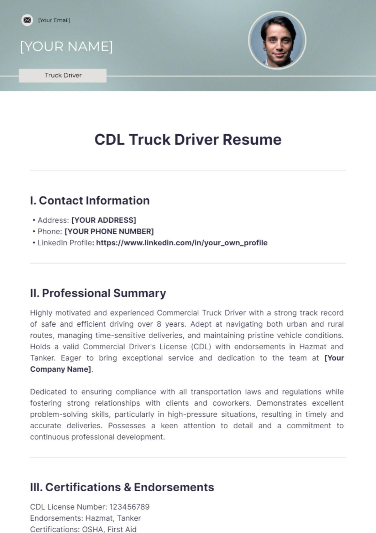 Page 6 Free Templates amp Examples - CDL Truck Driver Resume Edit Online 1 