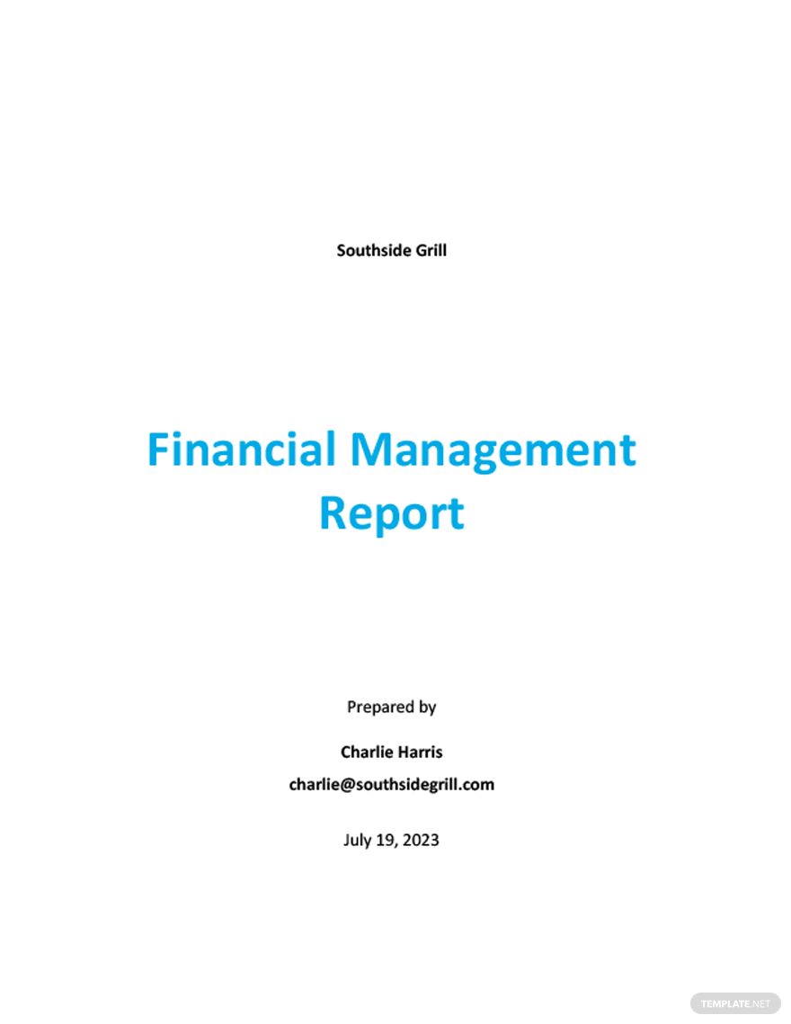 Financial Management Report Template