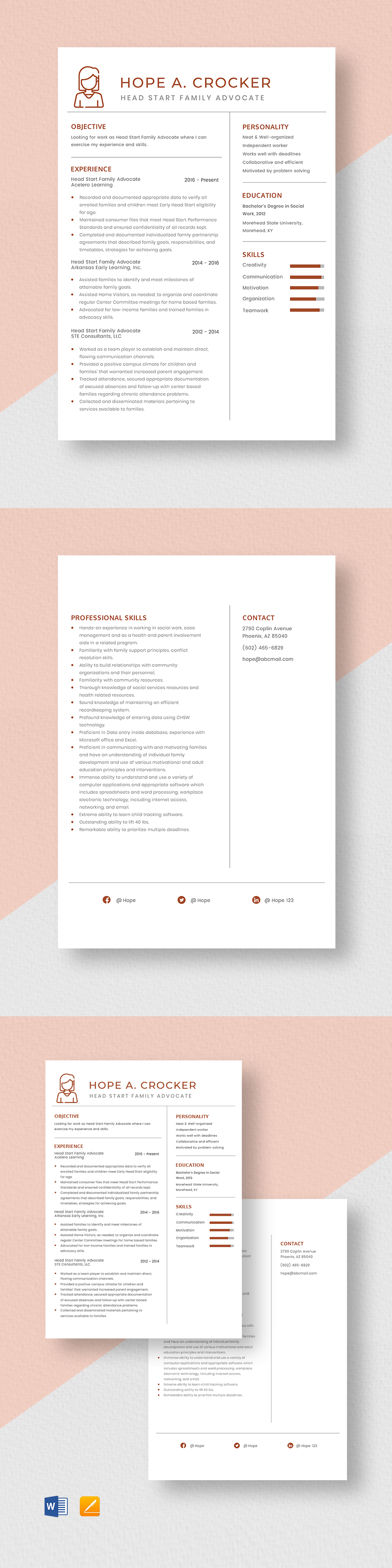 Head Start Teacher Assistant Resume Template Word Apple Pages