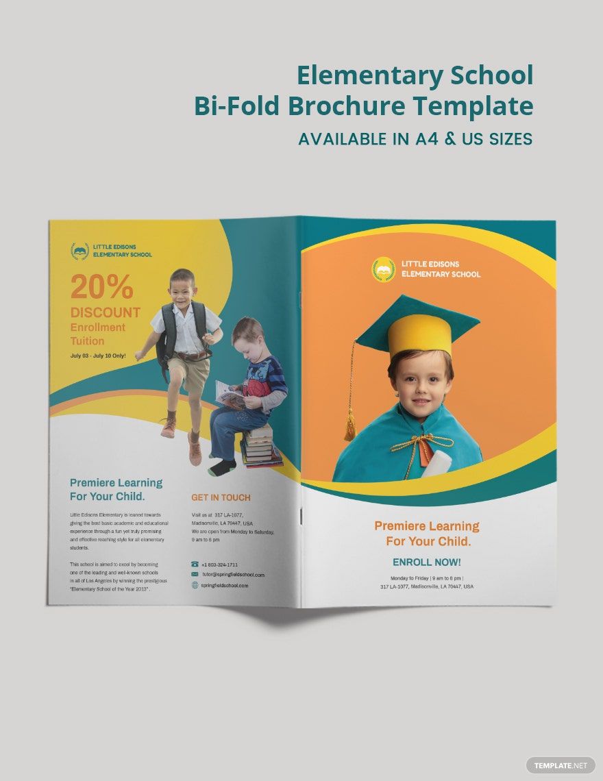 Elementary School Bi-Fold Brochure Template