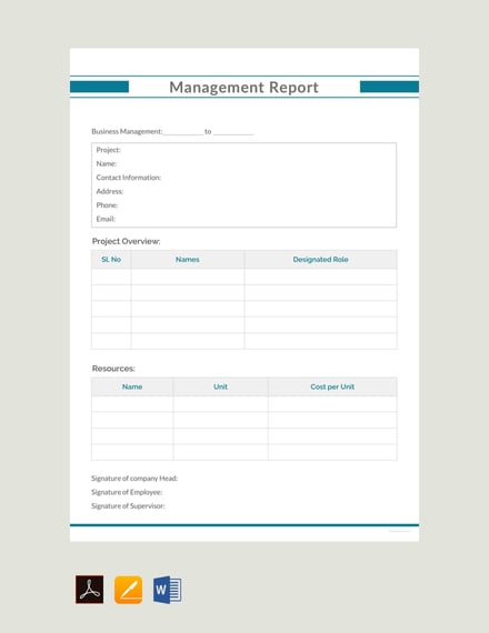 free management report example template 440x570