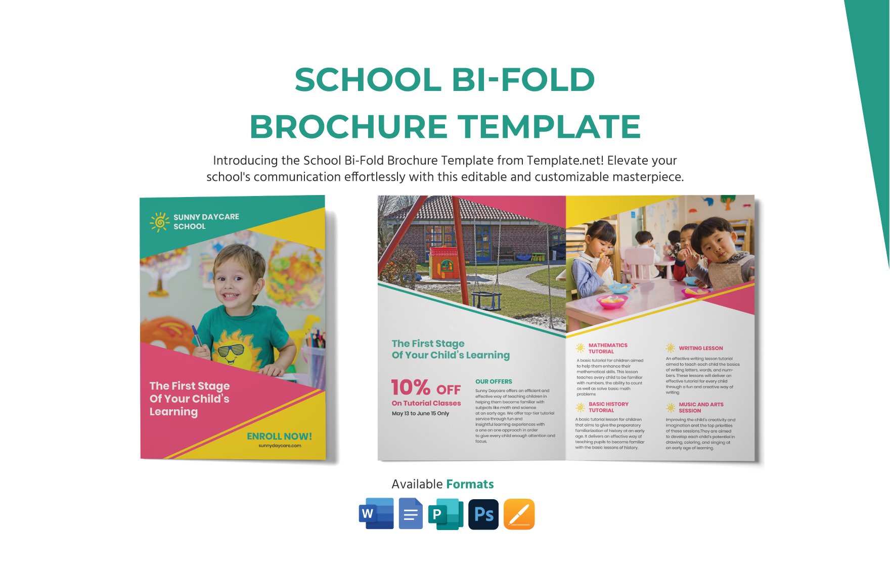 School Bi-Fold Brochure Template
