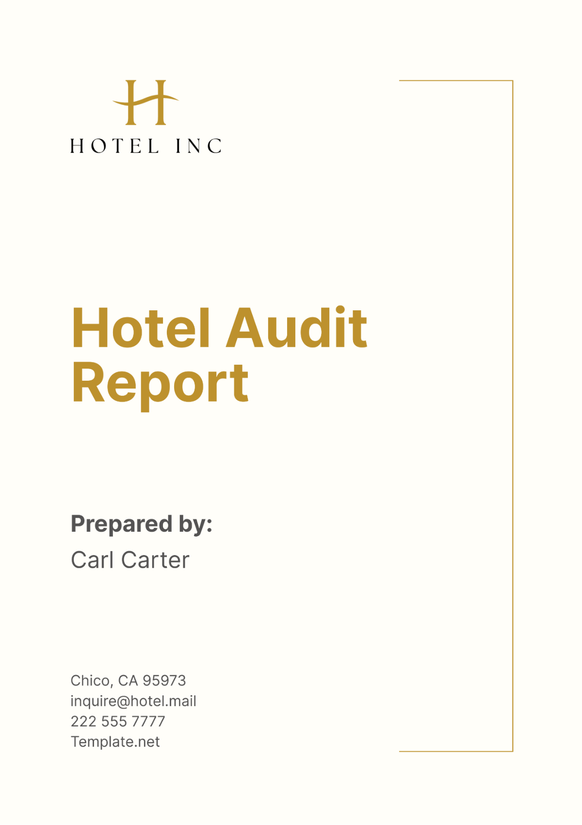 Hotel Audit Report Template - Edit Online & Download