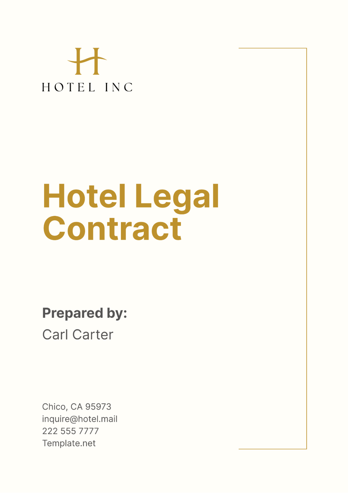 Hotel Legal Contract Template - Edit Online & Download