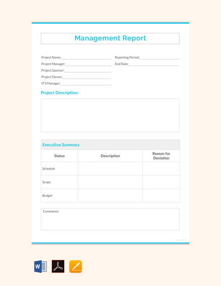 free management report sample template 440x570