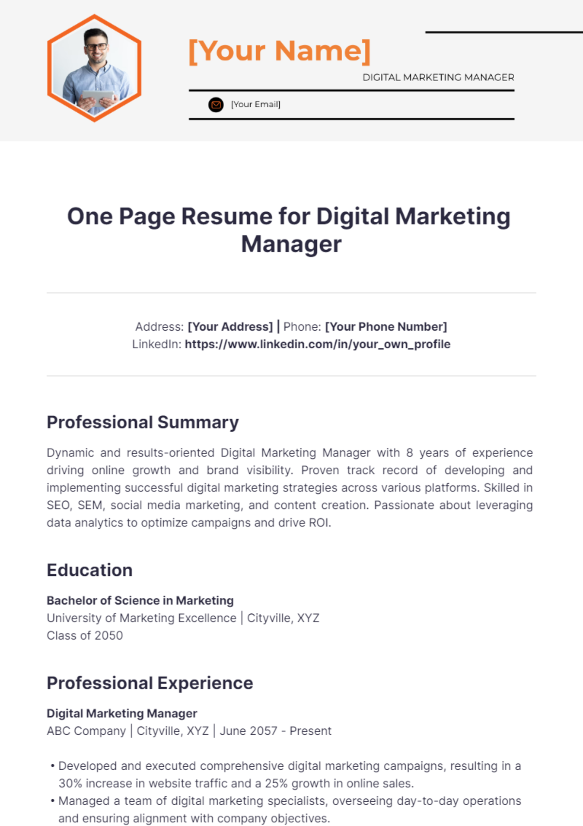 One Page Resume Templates - Edit Online & Download | Template.net