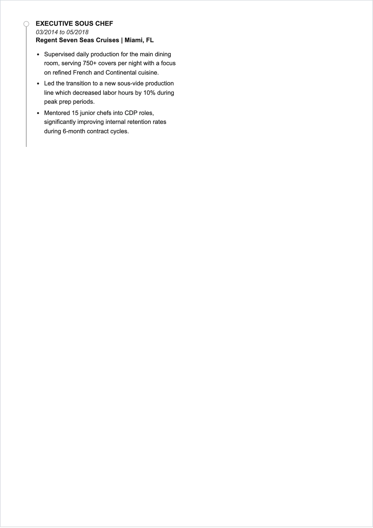 Free Cruise Ship Chef ATS Resume Template, AI Resume Builder