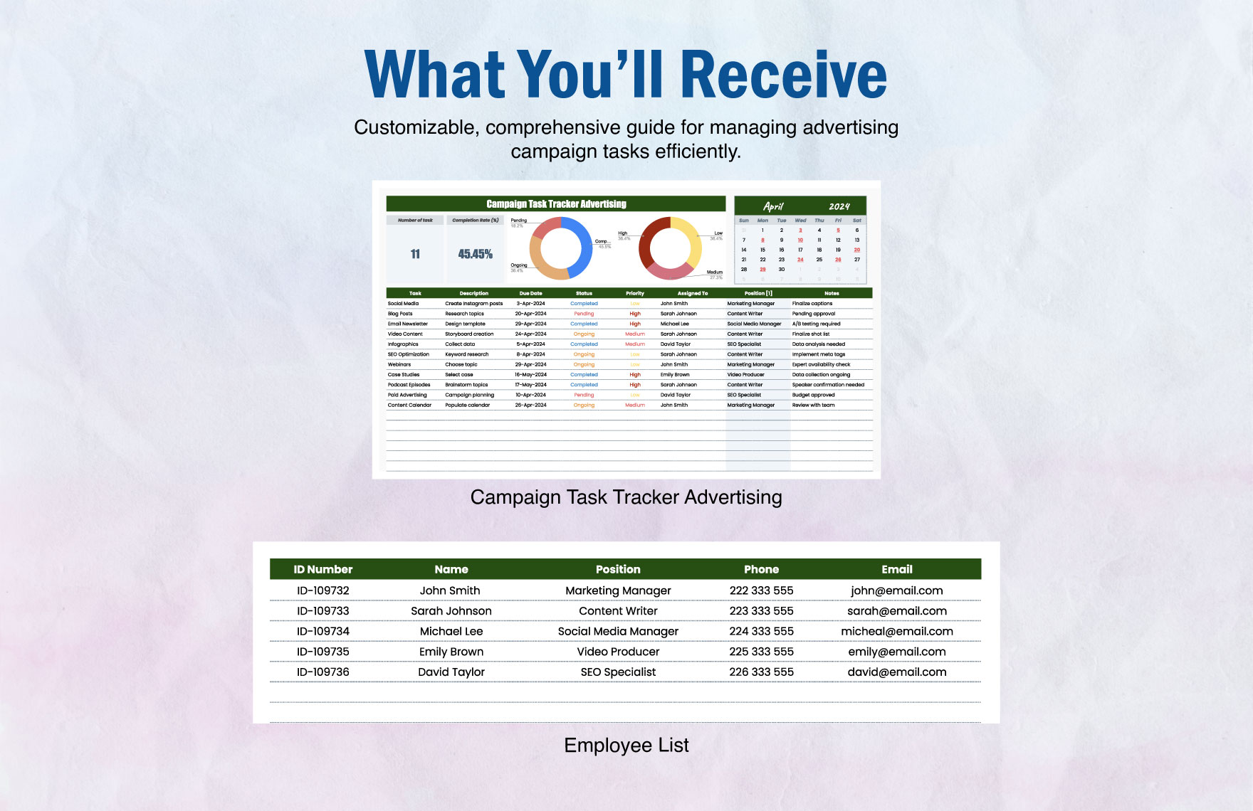 Campaign Task Tracker Advertising Template