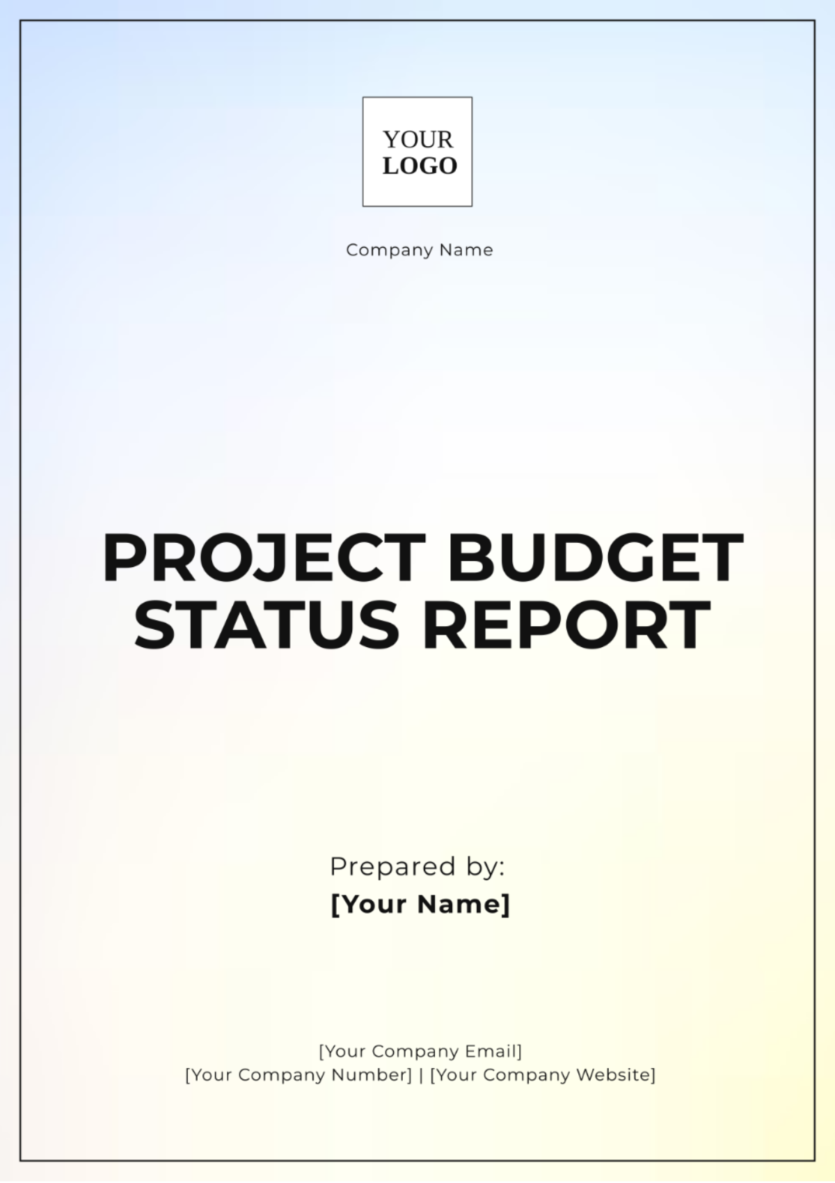 Project Budget Status Report Template