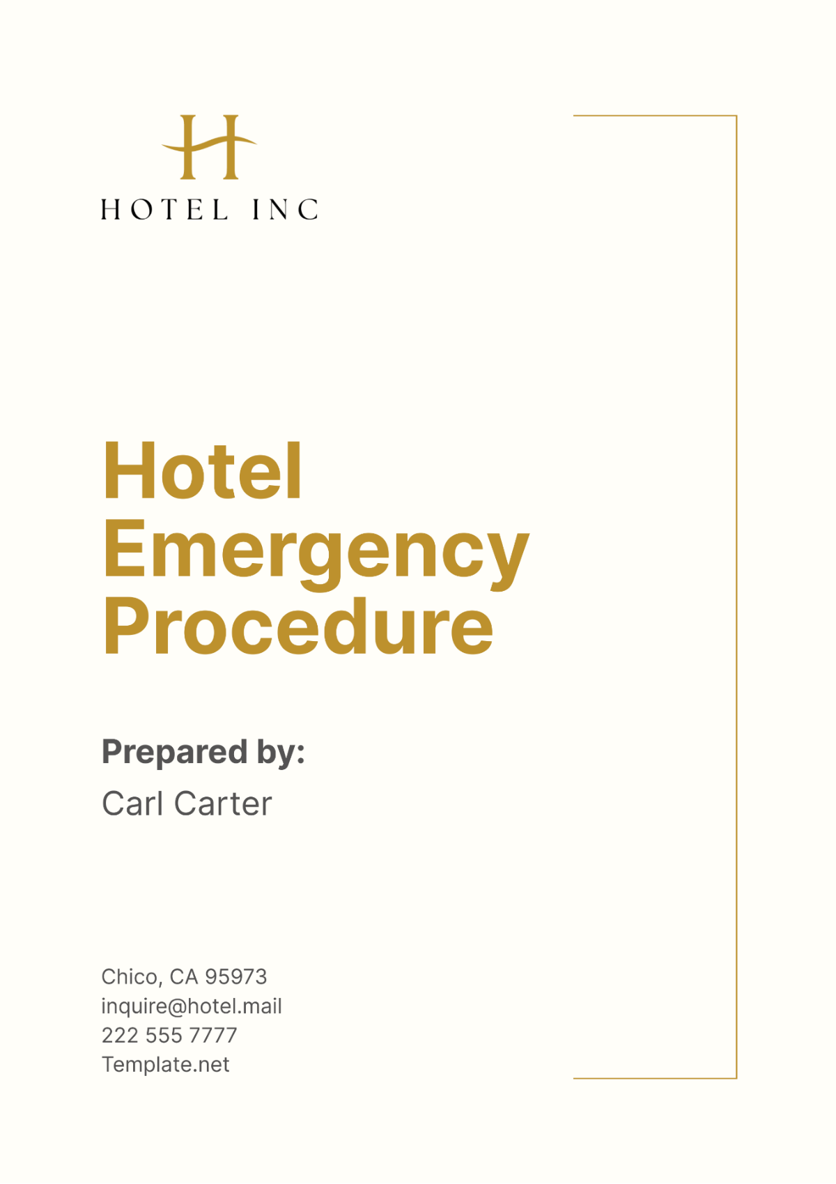 Hotel Emergency Procedure Template - Edit Online & Download