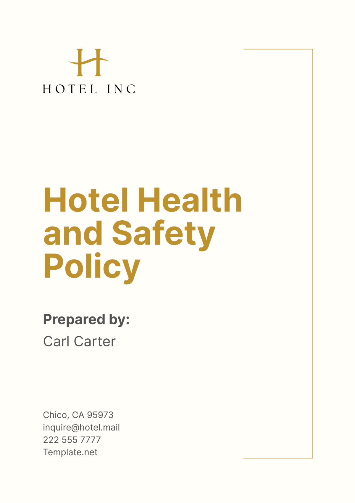 Hotel Health and Safety Policy Template - Edit Online & Download