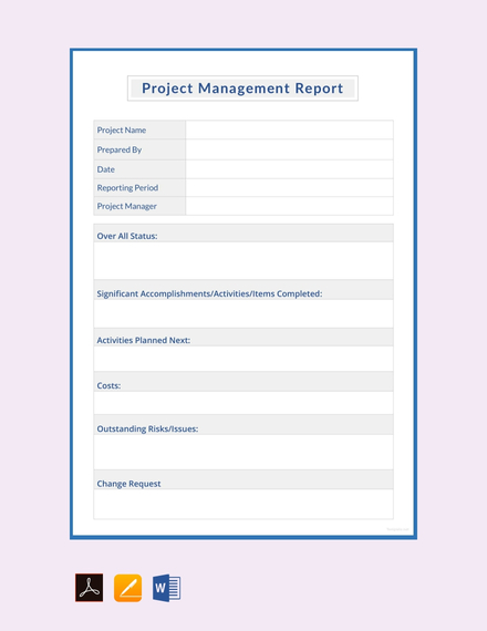 Project Management Report Template Word Free