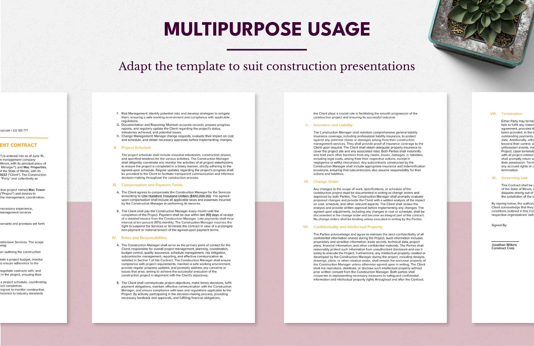 Construction Management Contract Template