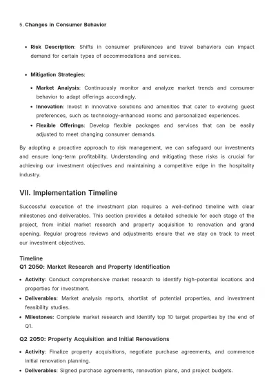Free Hotel Investment Plan Template to Edit Online