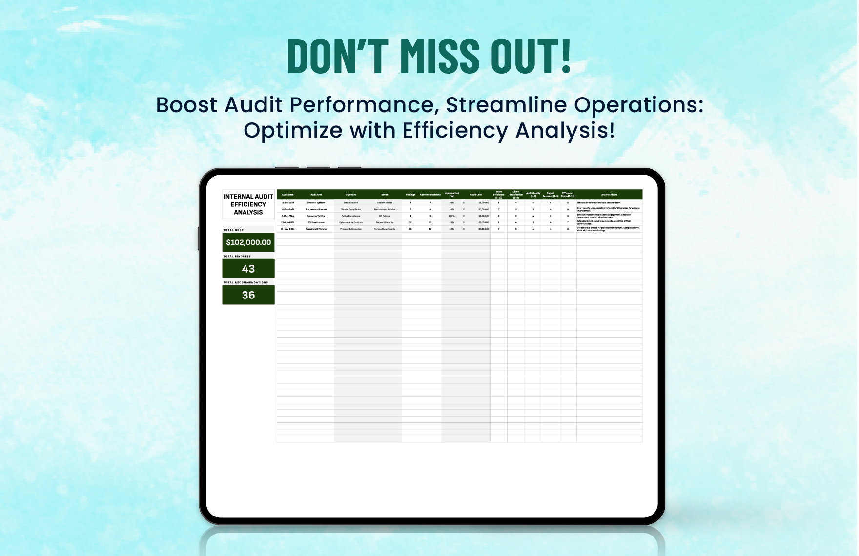Internal Audit Efficiency Analysis Template