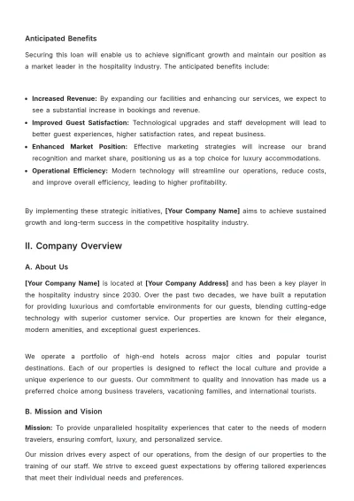 Free Hotel Loan Proposal Template to Edit Online